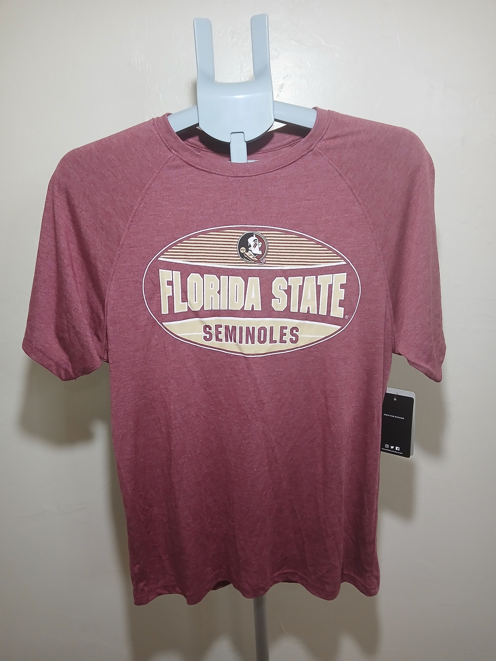 Colosseum Men Heathered Maroon FSU Throwback/Retro Aesthetic Tee Sz. S NWT